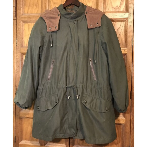 Braetan Dark Green Zip Parka with Removable Hood & Fleece Liner Men's 2X Pockets - Picture 2 of 14